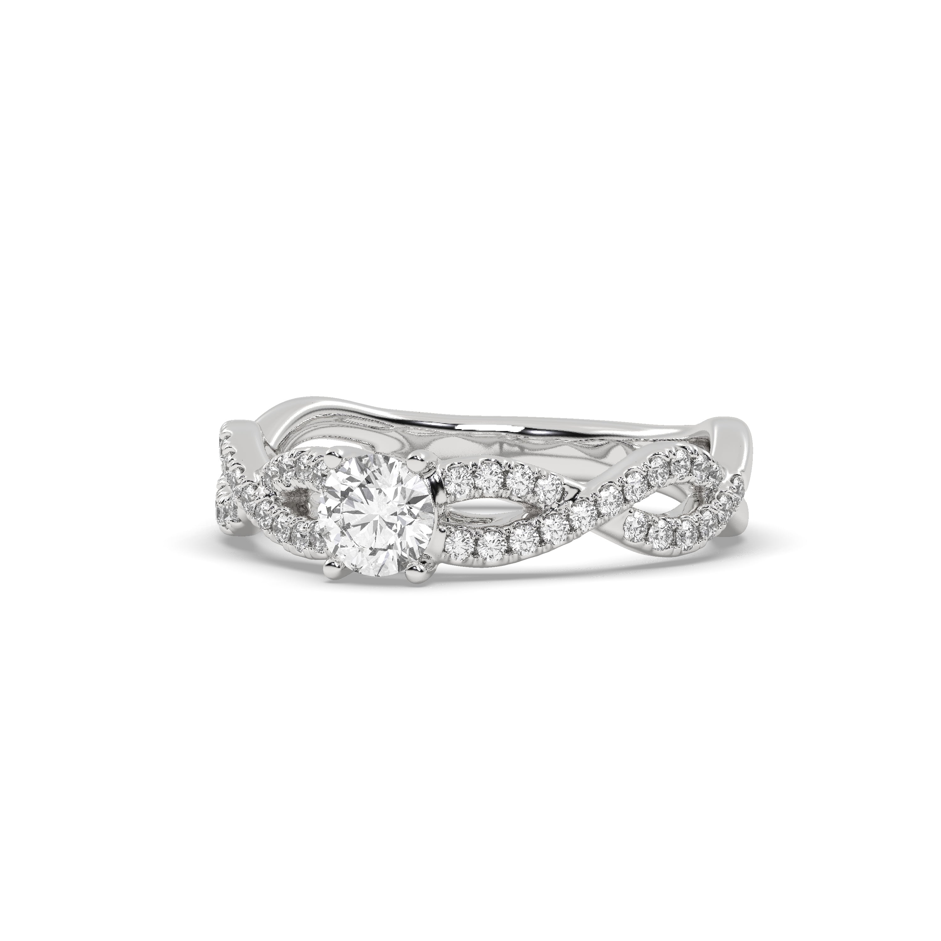 White Gold Studded 0.946 Carat Lab Grown Diamond Ring-E Color VS1 Clarity.